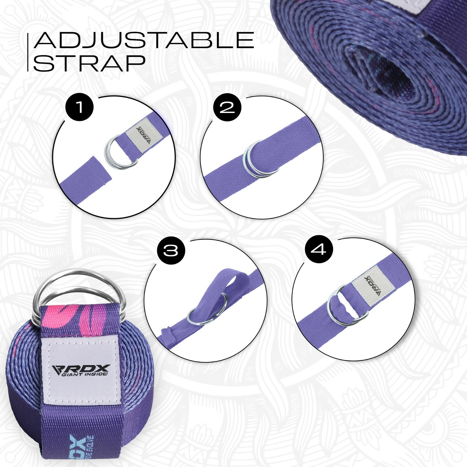 RDX Yoga Strap 8Ft D-Ring Buckle Stretching Pilates Flexibility Gym Workout