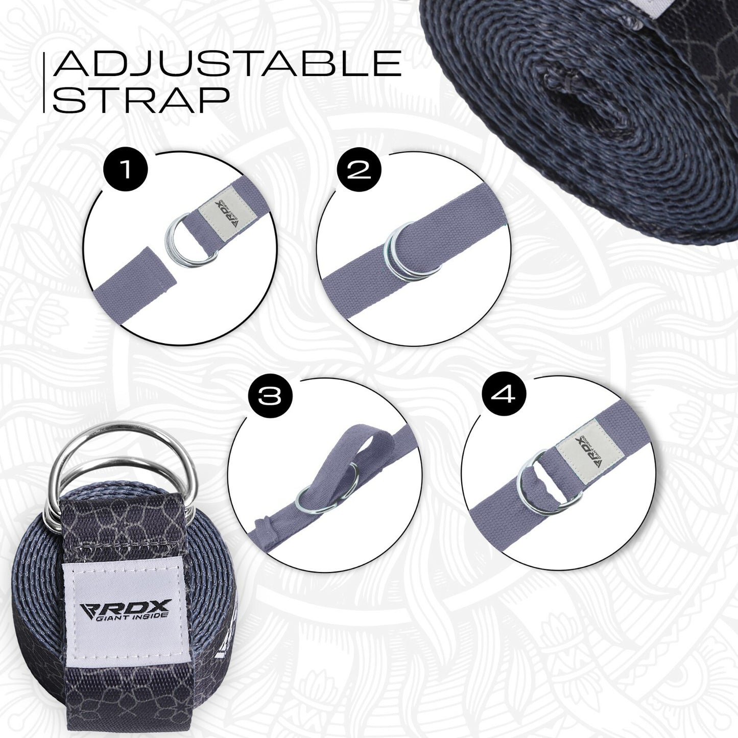 RDX Yoga Strap 8Ft D-Ring Buckle Stretching Pilates Flexibility Gym Workout