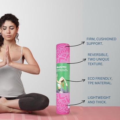 SINT Premium Print Reversible Non Slip Yoga Workouts Mat with Free Tote Bag