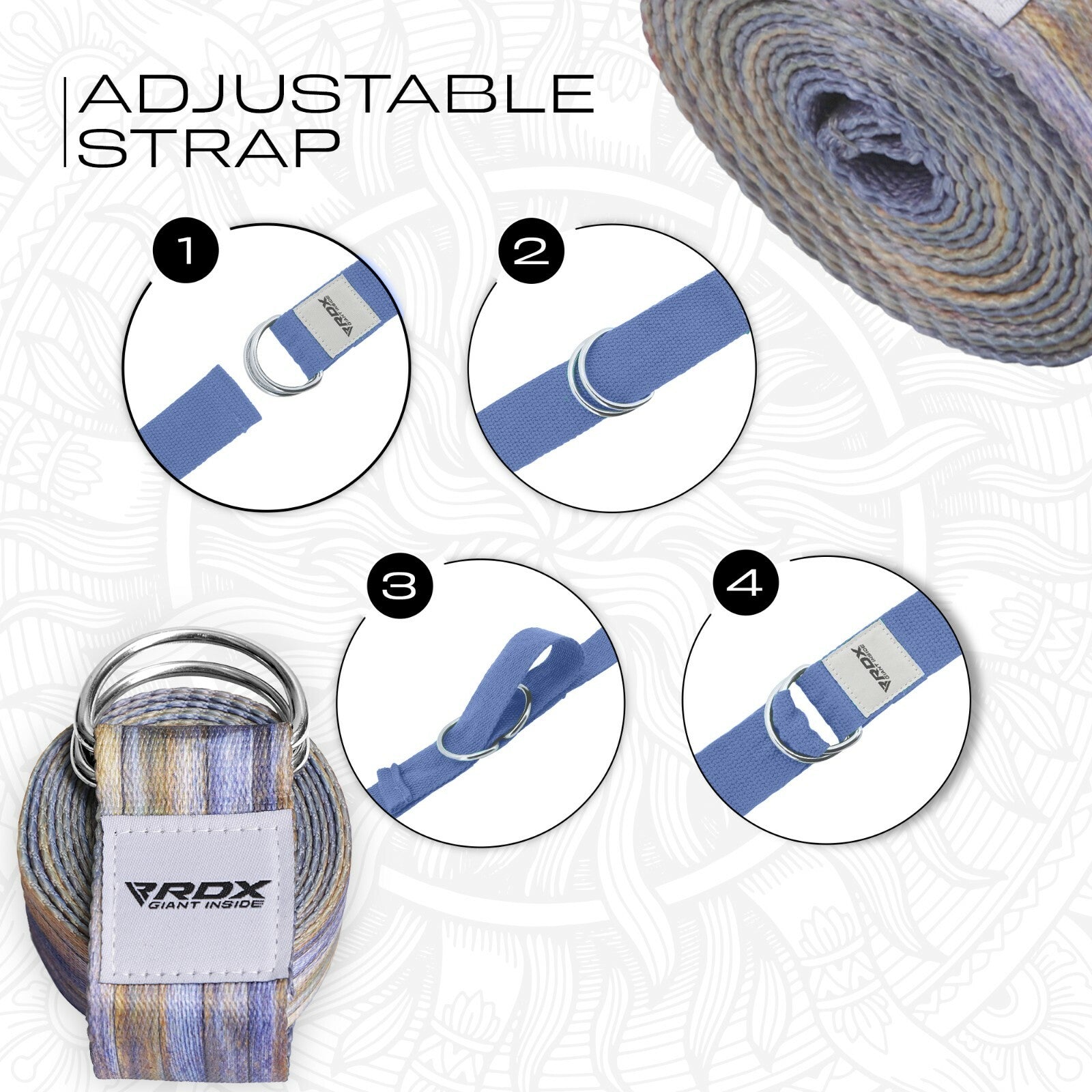 RDX Yoga Strap 8Ft D-Ring Buckle Stretching Pilates Flexibility Gym Workout