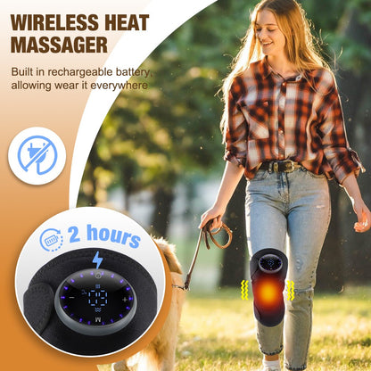 Electric Knee Massager Heated Vibration Joint Brace Therapy Shoulder Pain Relief