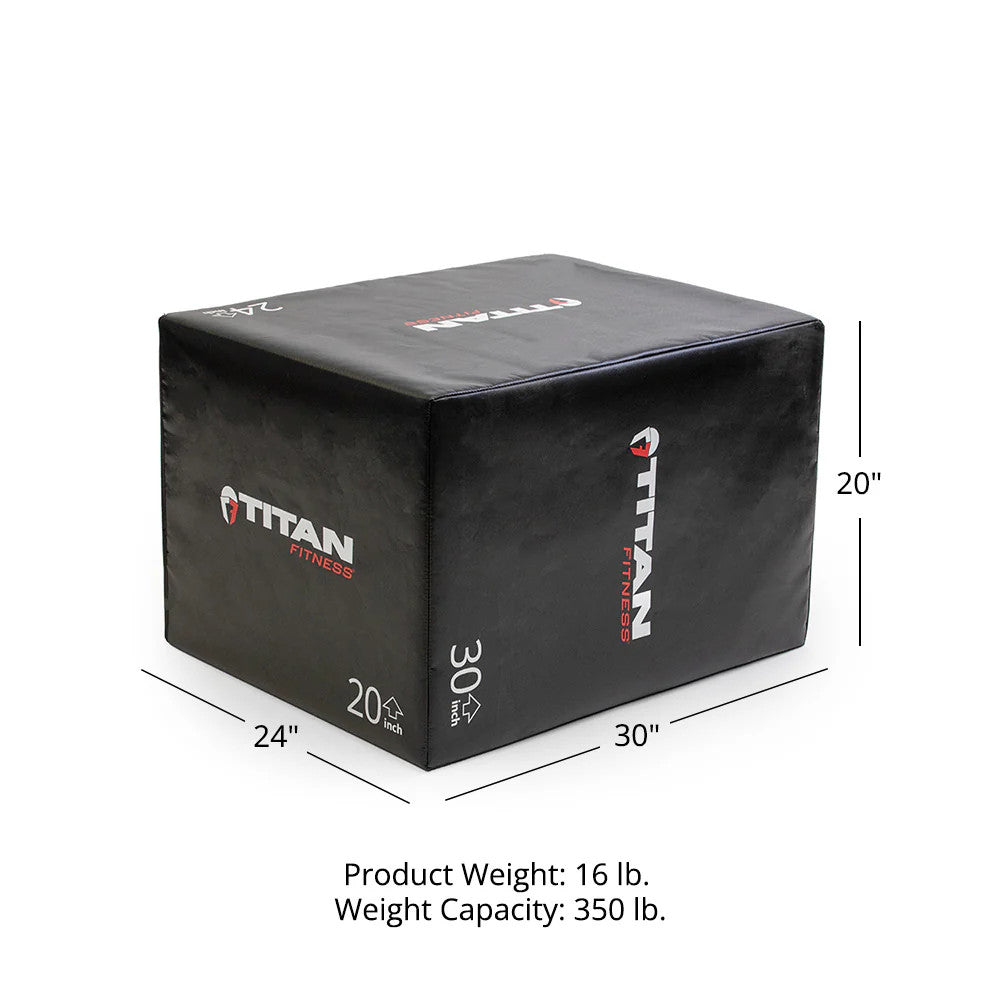 Titan Fitness Soft Foam Plyometric Jump Box, 20In 24In 30In, Pro-Duty Foam Box
