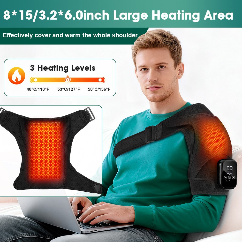 Electric Heated Vibration Knee Joint Brace Therapy Shoulder Massager Pain Relief