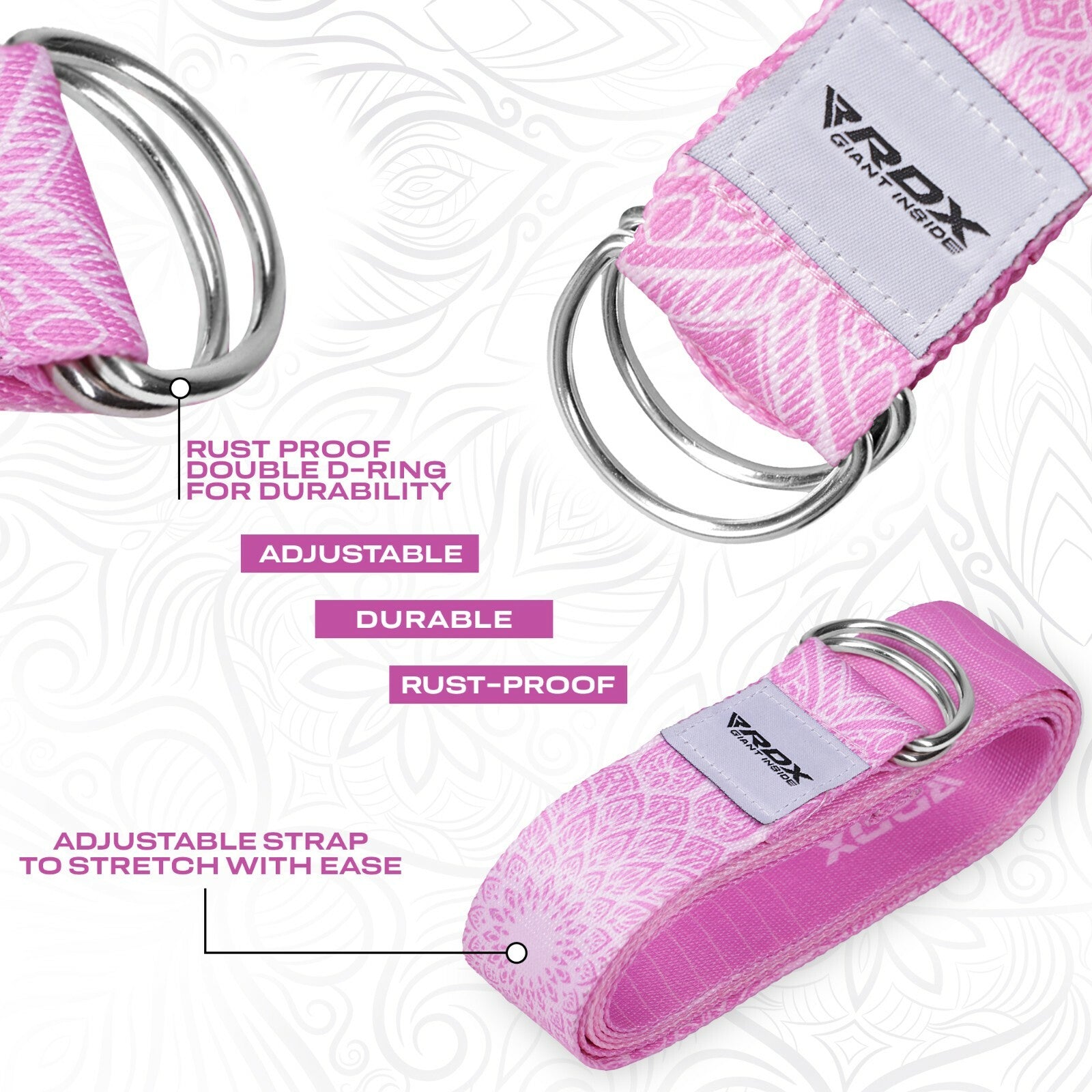 RDX Yoga Strap 8Ft D-Ring Buckle Stretching Pilates Flexibility Gym Workout
