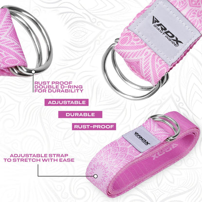 RDX Yoga Strap 8Ft D-Ring Buckle Stretching Pilates Flexibility Gym Workout