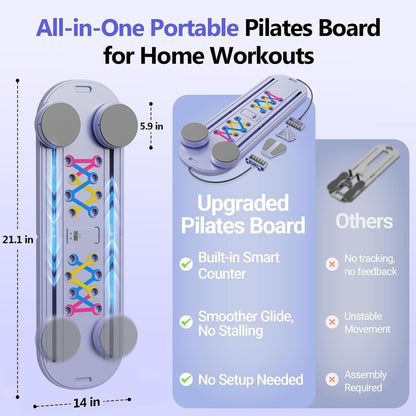 Premium Pilates Board - Multi-Purpose Foldable Pilates Reformer Set,Core Trainer