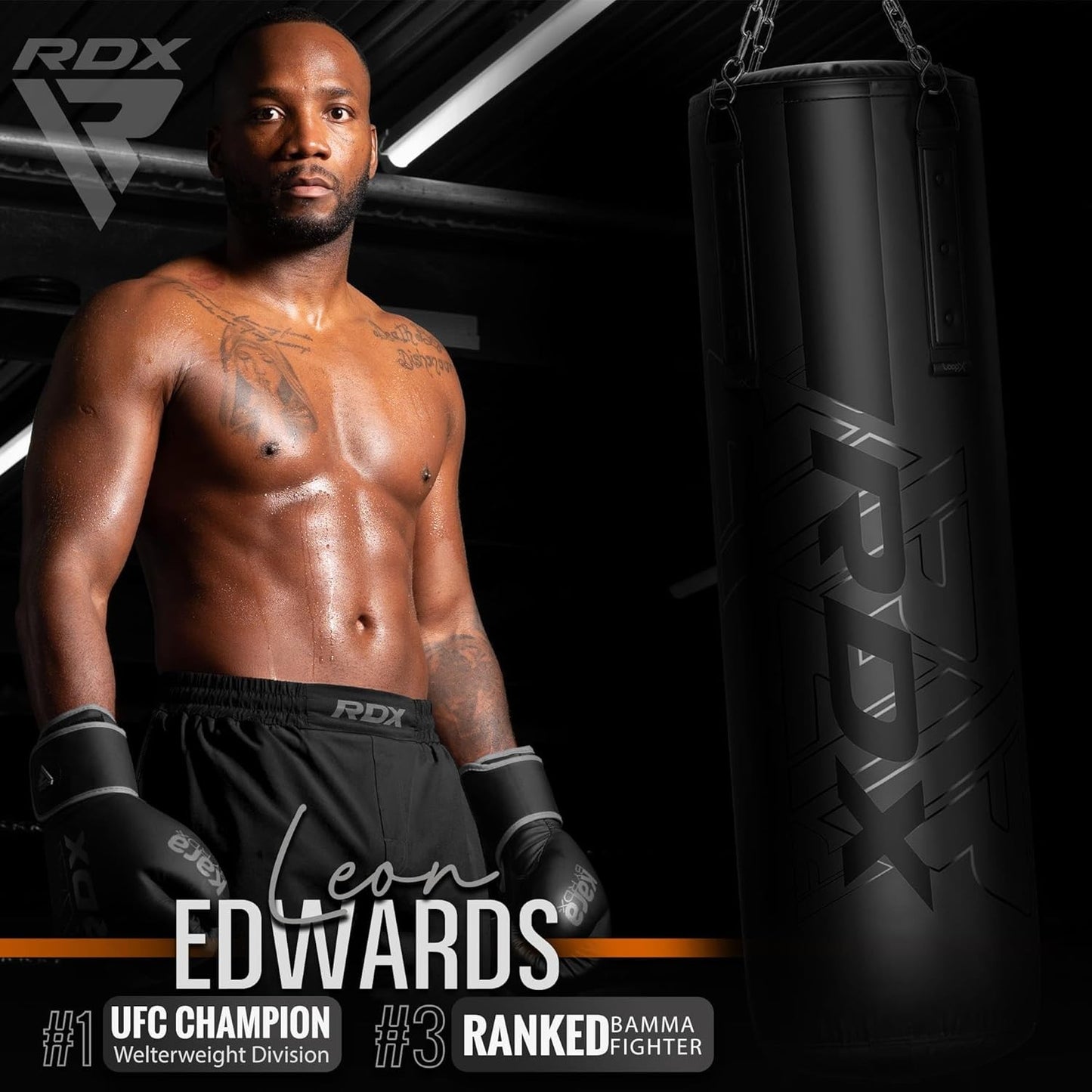 Punching Bag by RDX, MMA 4Pc Filled Boxing Bag, anti Swing Kickboxing Adult Set