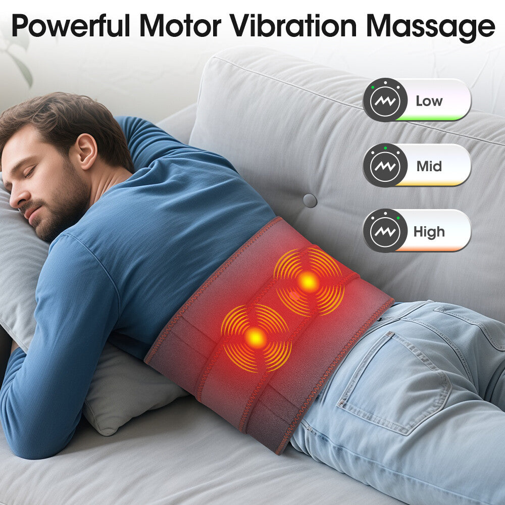 Electric Infrared Heated Waist Belt Vibration Massage for Lower Back Pain Relief