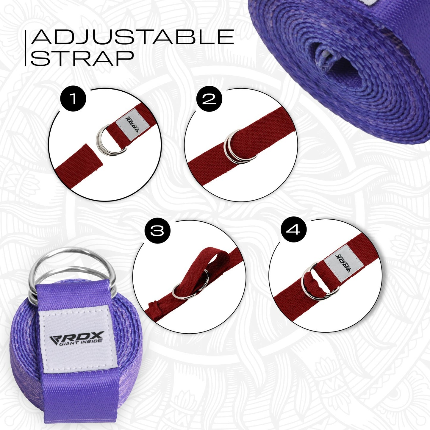 RDX Yoga Strap 8Ft D-Ring Buckle Stretching Pilates Flexibility Gym Workout