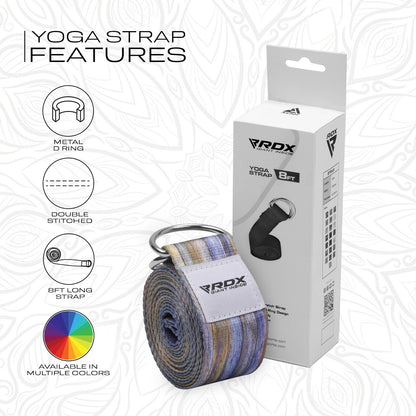 RDX Yoga Strap 8Ft D-Ring Buckle Stretching Pilates Flexibility Gym Workout