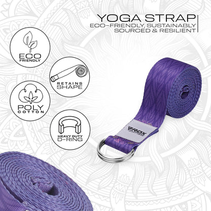 RDX Yoga Strap 8Ft D-Ring Buckle Stretching Pilates Flexibility Gym Workout