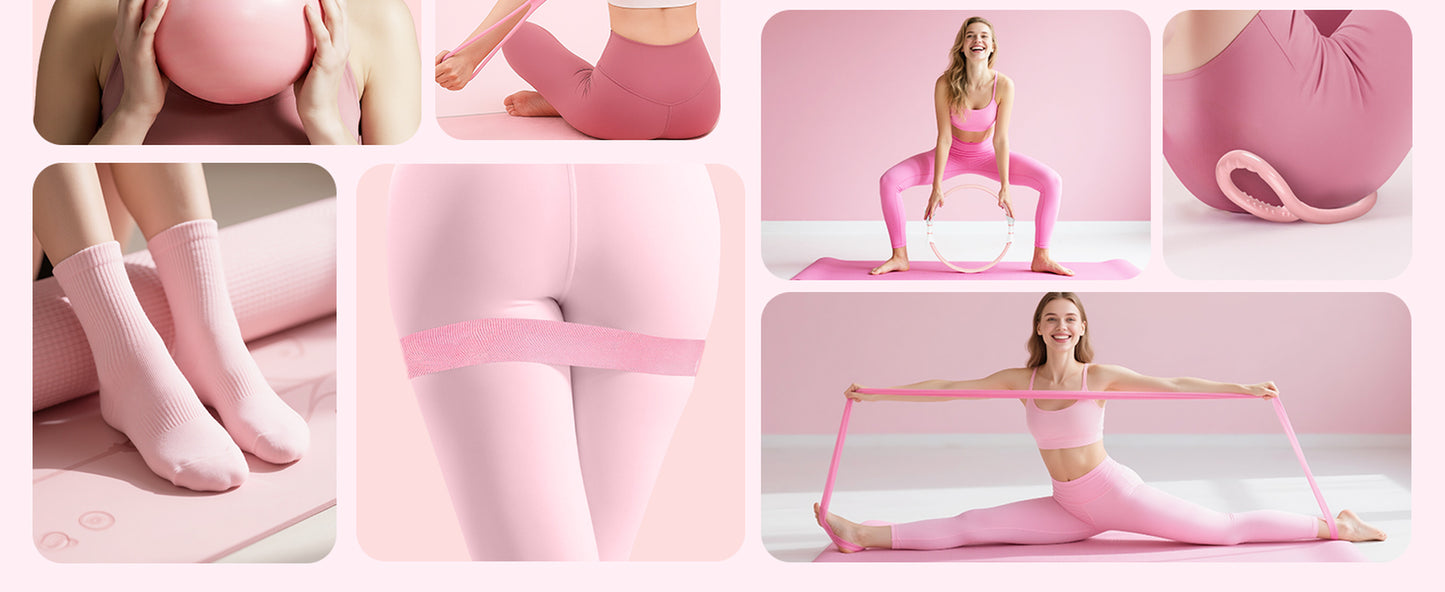 Pilates Ring Set for Women, Home Workout Pilates Equipment with Resistance