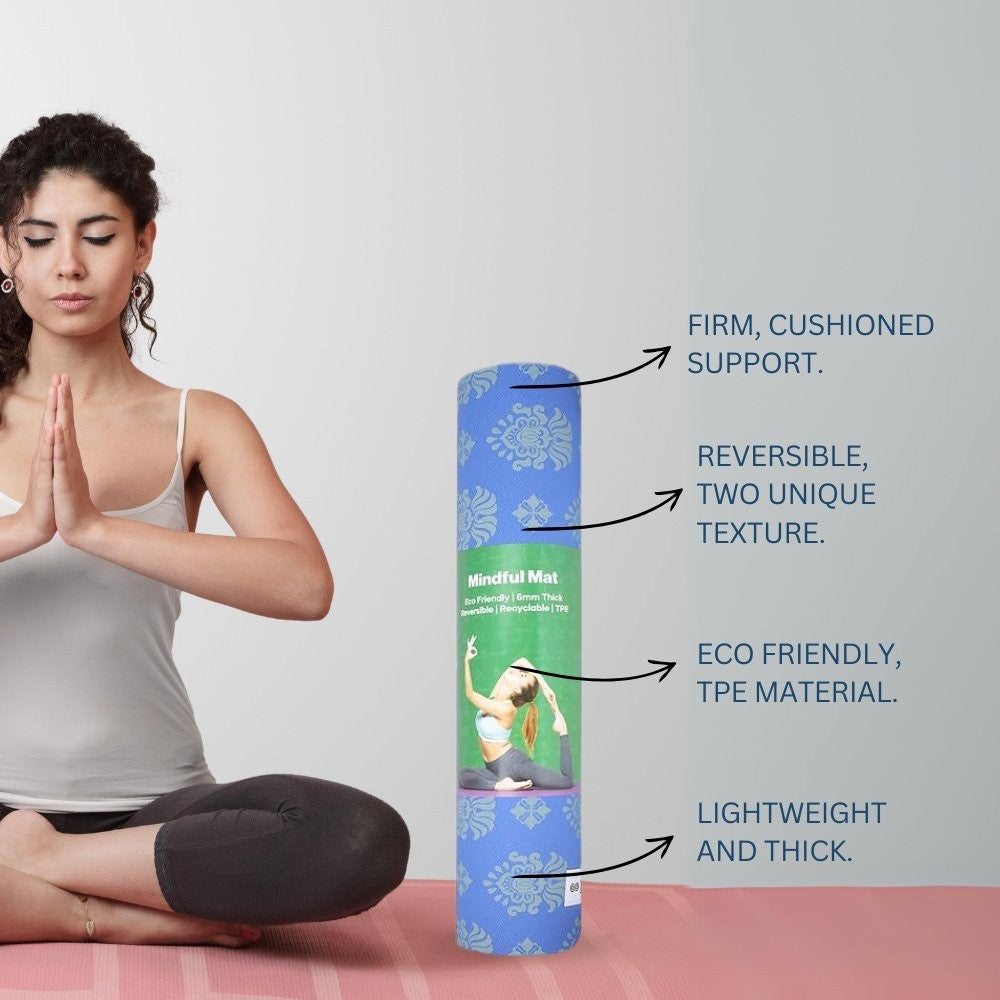 SINT Premium Print Reversible Non Slip Yoga Workouts Mat with Free Tote Bag