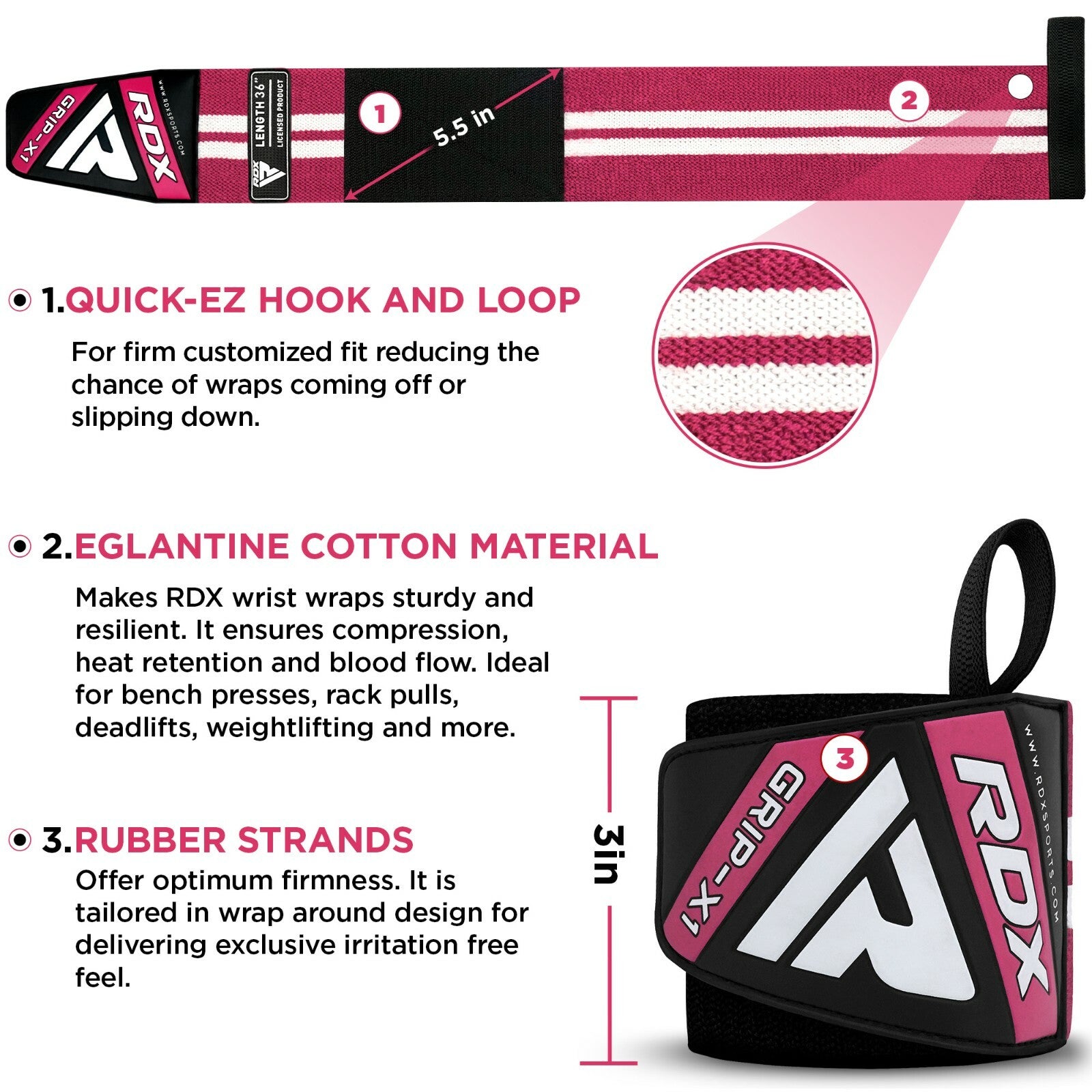 RDX Wrist Wraps Weight Lifting Straps Gym Workout Powerlifting Bodybuilding
