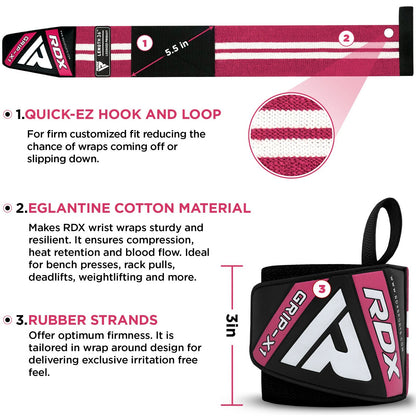 RDX Wrist Wraps Weight Lifting Straps Gym Workout Powerlifting Bodybuilding