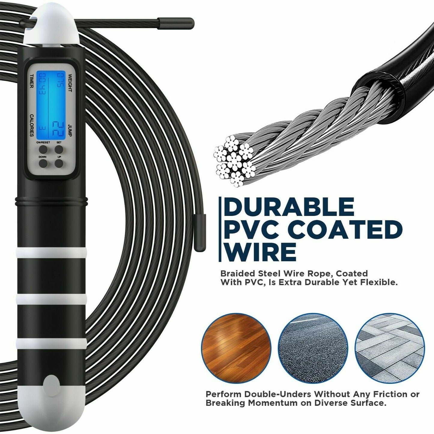 Climbing Skipping Rope by RDX, Digital Counter, Weighted Jump Rope, Speed Rope