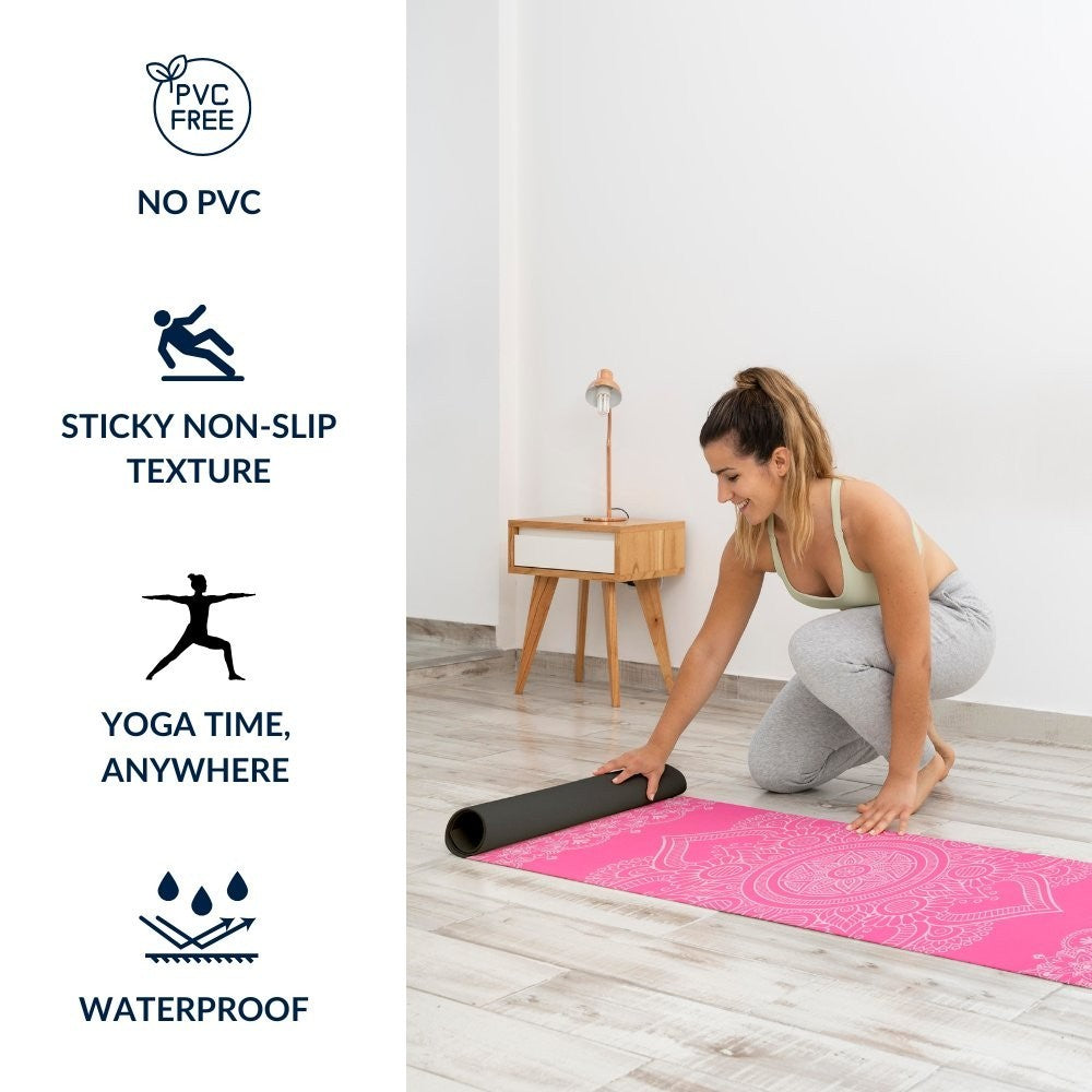 SINT Premium Print Reversible Non Slip Yoga Workouts Mat with Free Tote Bag