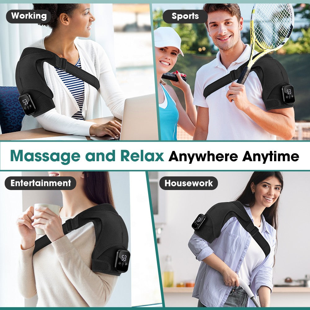 Electric Heated Vibration Knee Joint Brace Therapy Shoulder Massager Pain Relief