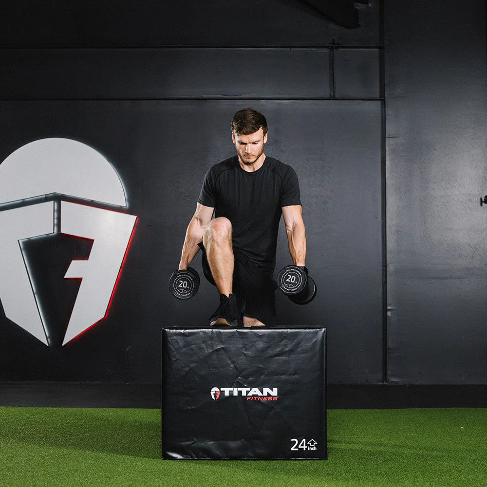 Titan Fitness Soft Foam Plyometric Jump Box, 20In 24In 30In, Pro-Duty Foam Box