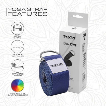 RDX Yoga Strap 8Ft D-Ring Buckle Stretching Pilates Flexibility Gym Workout