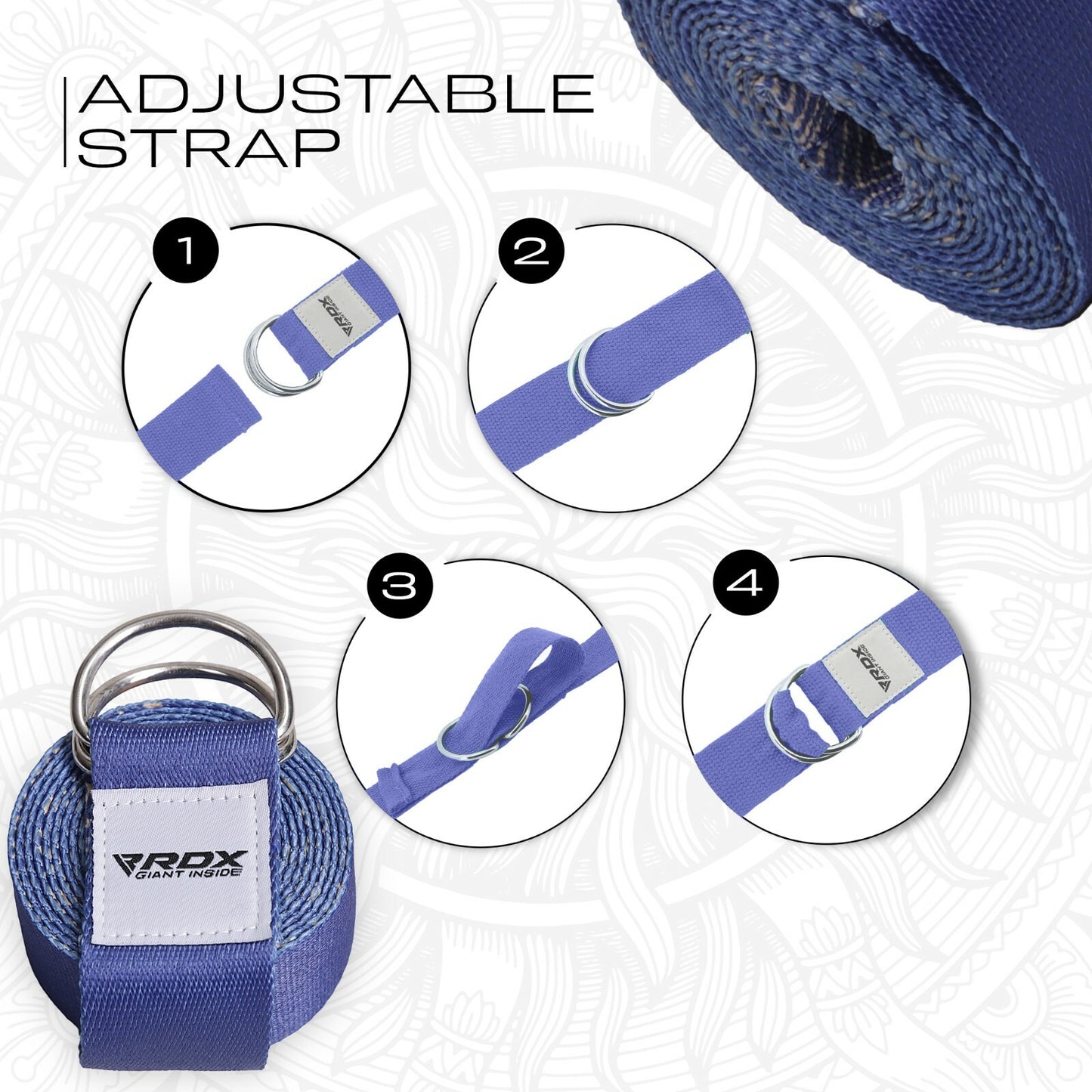 RDX Yoga Strap 8Ft D-Ring Buckle Stretching Pilates Flexibility Gym Workout