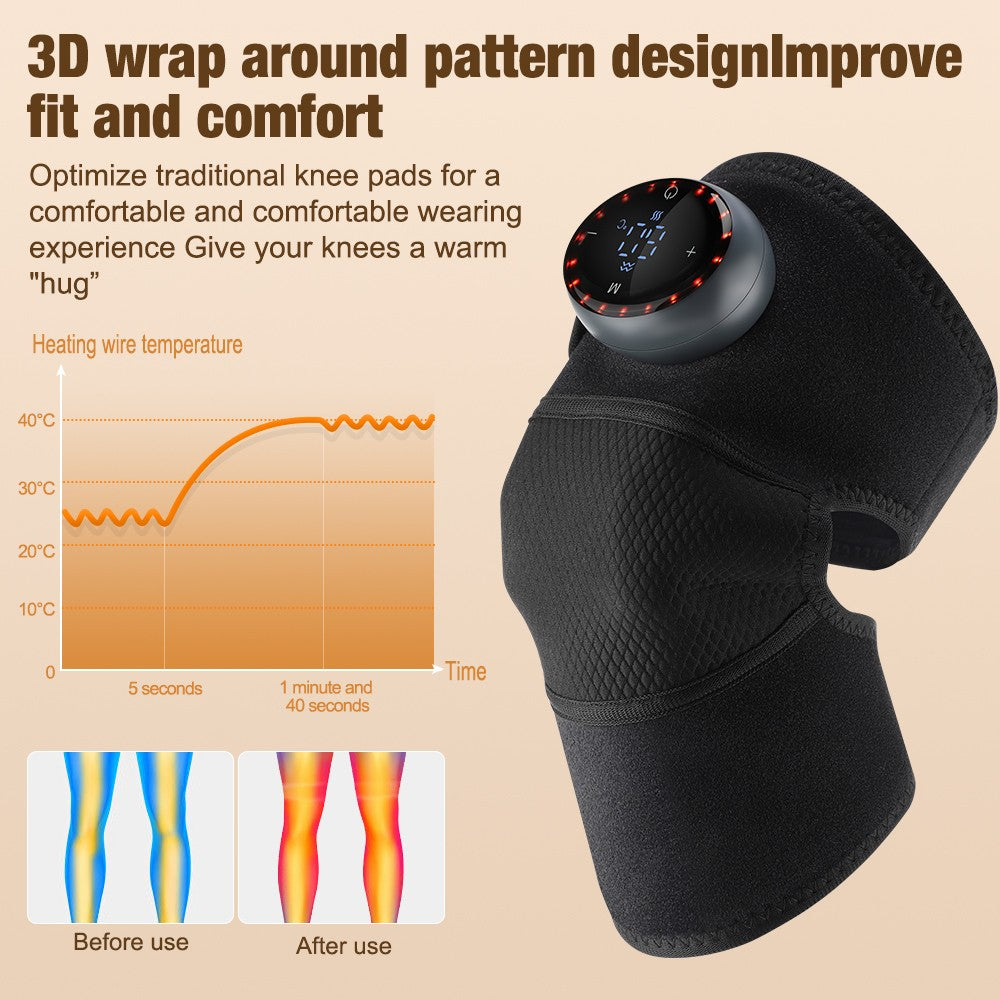 Electric Knee Massager Heated Vibration Joint Brace Therapy Shoulder Pain Relief