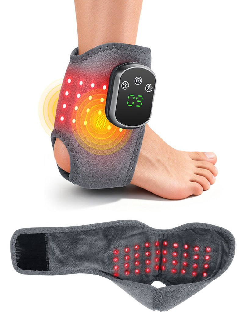 Cordless Ankle Massager Brace Heated Red Light Therapy Vibration Pain Relief