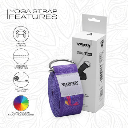 RDX Yoga Strap 8Ft D-Ring Buckle Stretching Pilates Flexibility Gym Workout