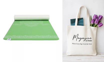 SINT Premium Print Reversible Non Slip Yoga Workouts Mat with Free Tote Bag