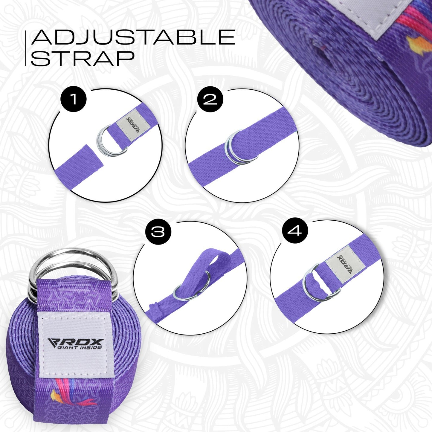 RDX Yoga Strap 8Ft D-Ring Buckle Stretching Pilates Flexibility Gym Workout