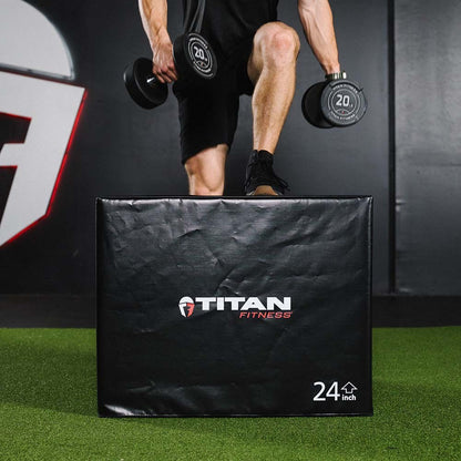 Titan Fitness Soft Foam Plyometric Jump Box, 20In 24In 30In, Pro-Duty Foam Box