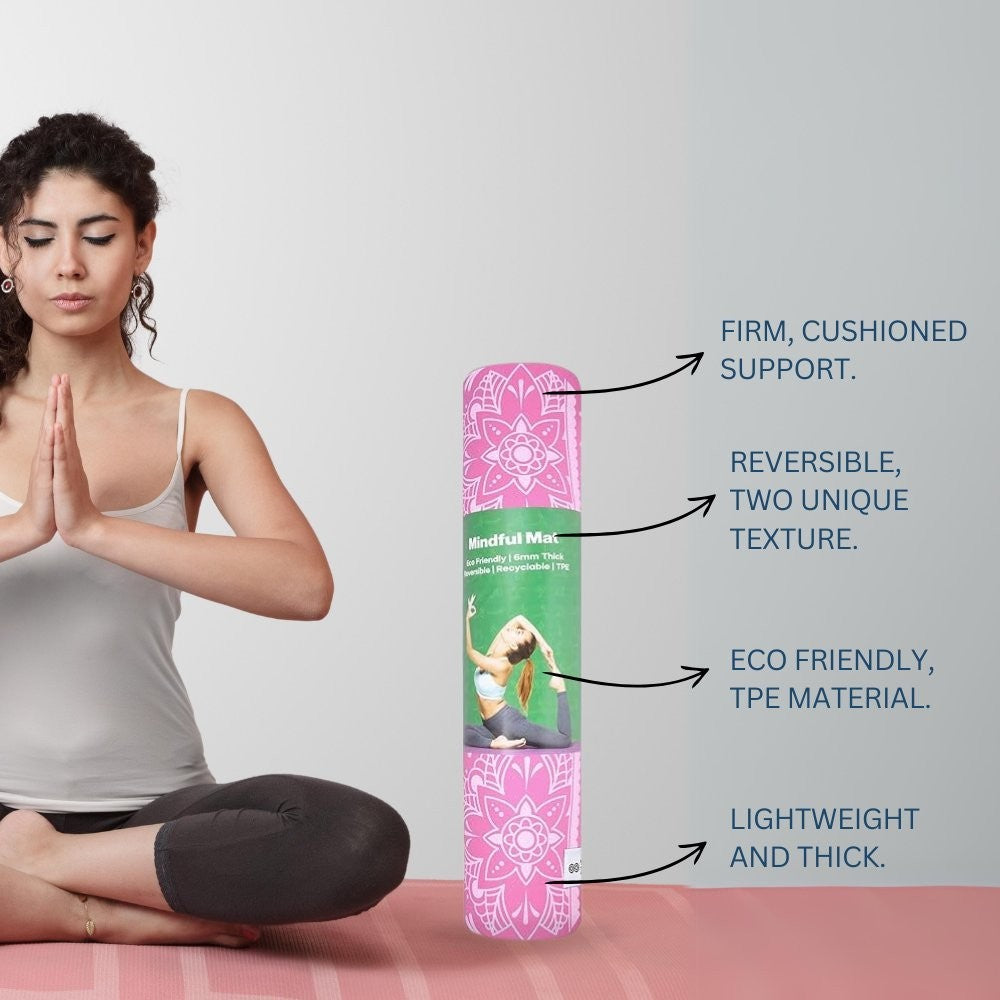 SINT Premium Print Reversible Non Slip Yoga Workouts Mat with Free Tote Bag