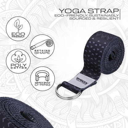 RDX Yoga Strap 8Ft D-Ring Buckle Stretching Pilates Flexibility Gym Workout
