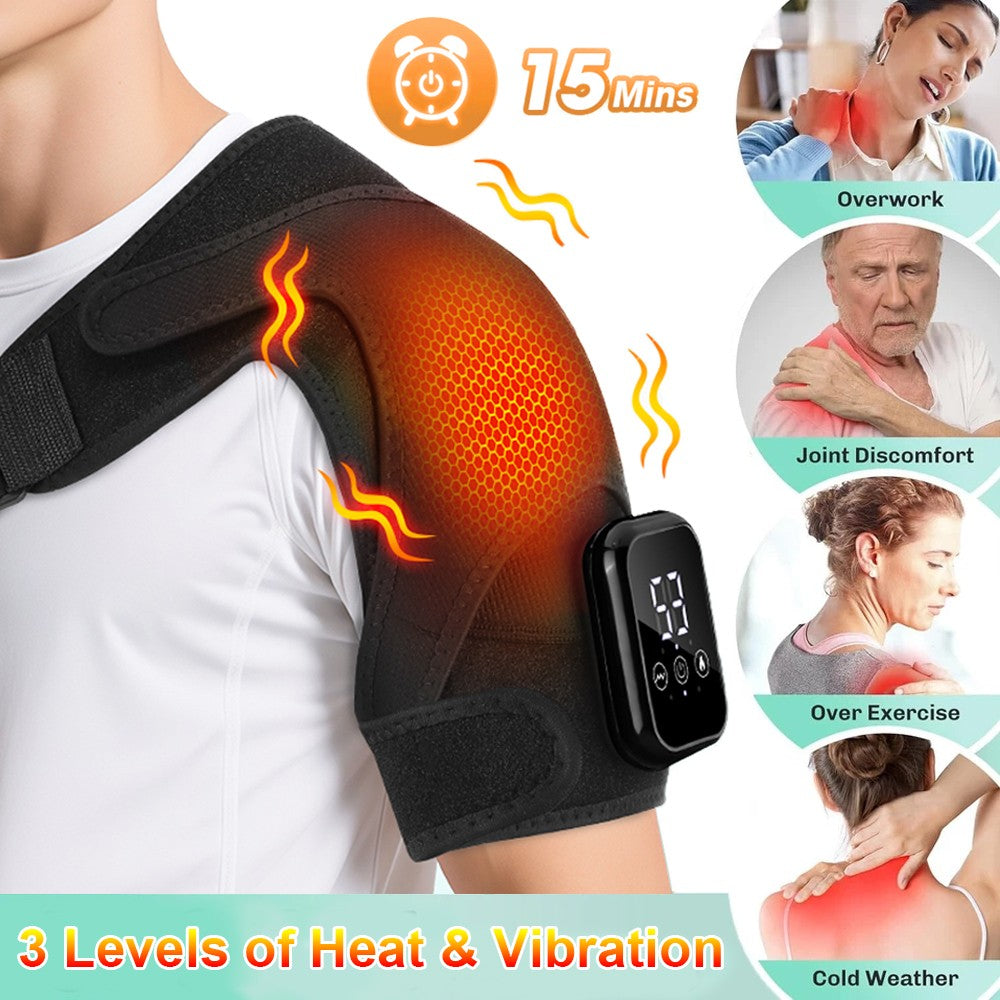 Electric Heated Vibration Knee Joint Brace Therapy Shoulder Massager Pain Relief