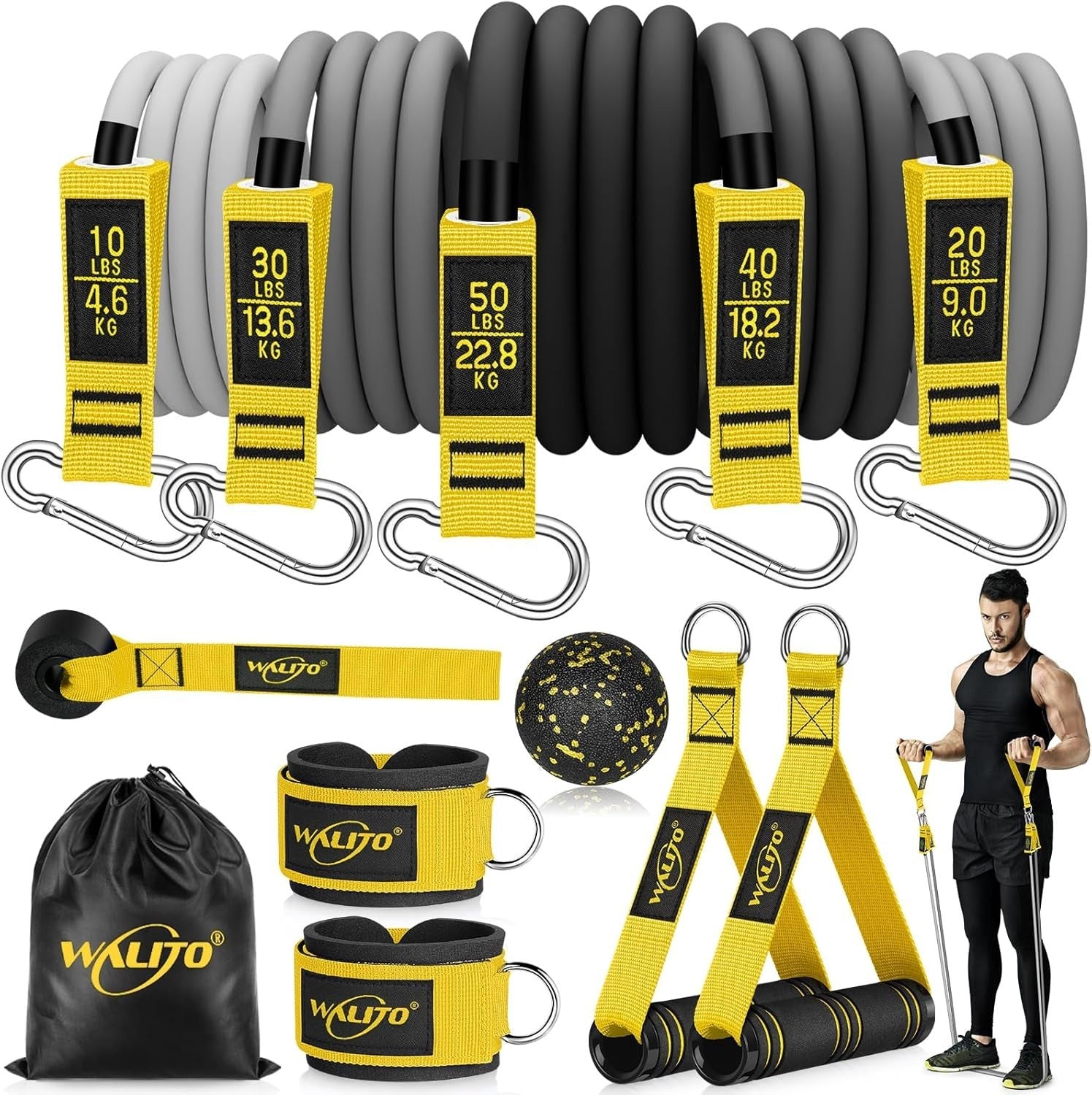 Resistance Bands Set with Handles Ankle Straps Door Anchor for Workout