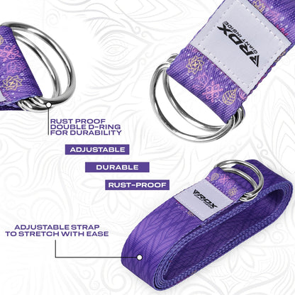 RDX Yoga Strap 8Ft D-Ring Buckle Stretching Pilates Flexibility Gym Workout