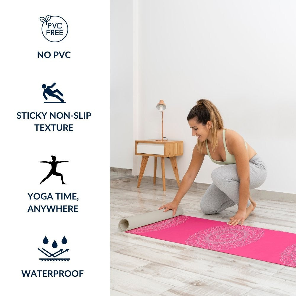 SINT Premium Print Reversible Non Slip Yoga Workouts Mat with Free Tote Bag