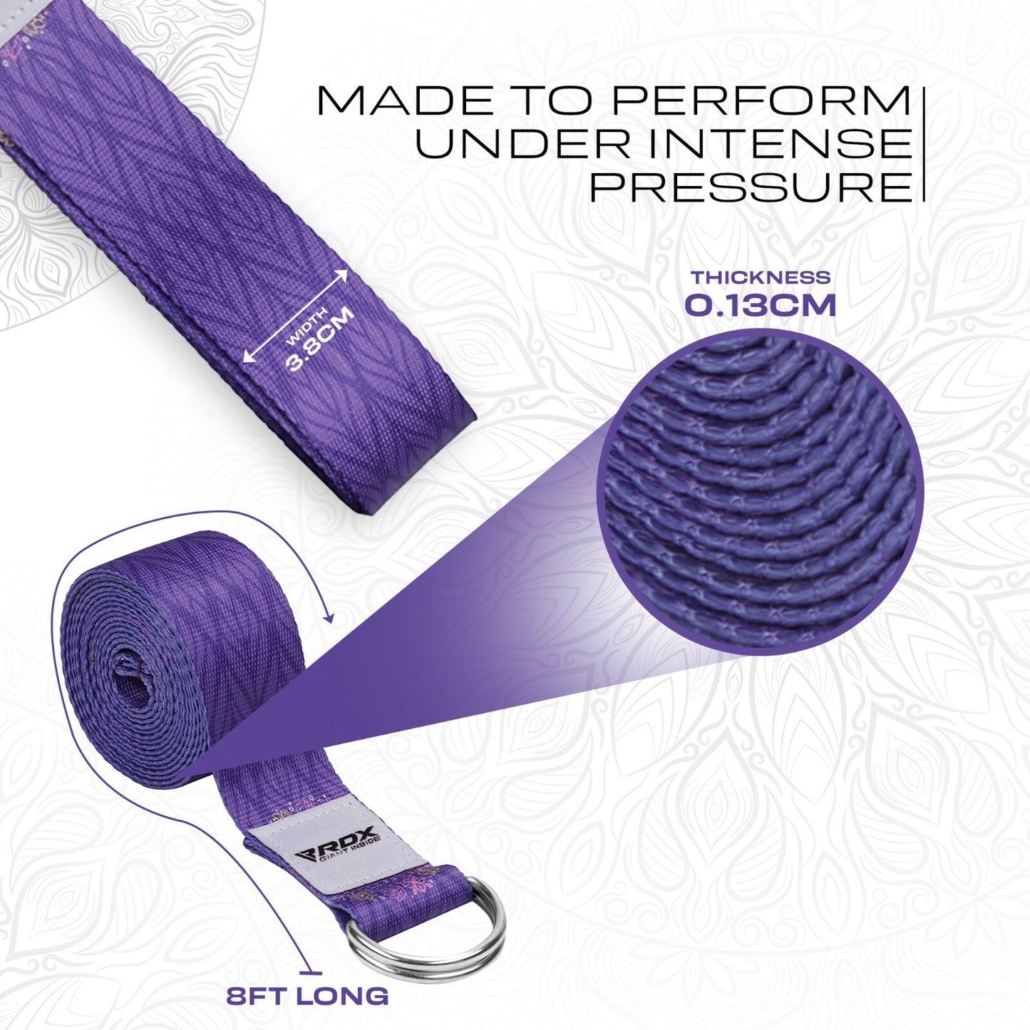 RDX Yoga Strap 8Ft D-Ring Buckle Stretching Pilates Flexibility Gym Workout