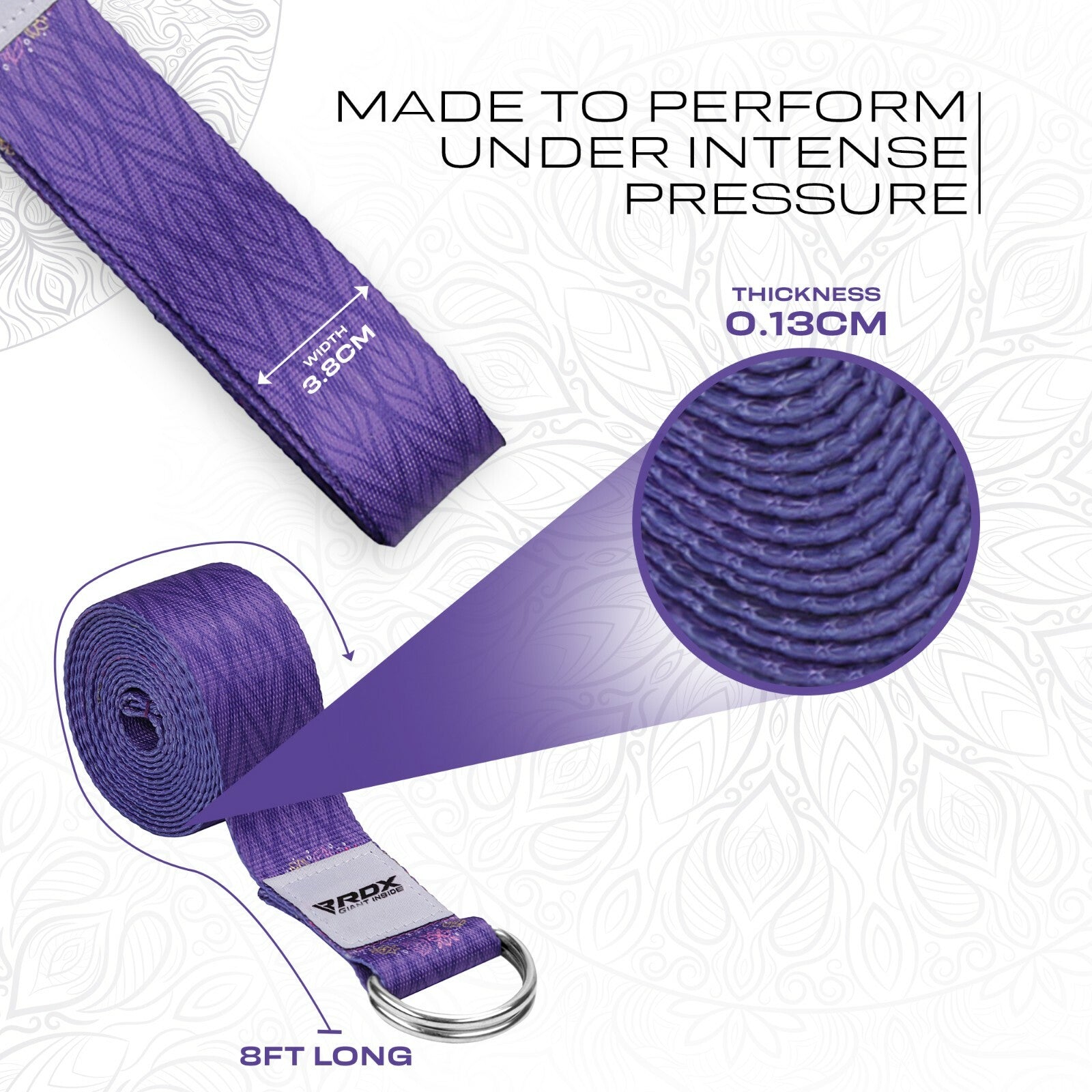 RDX Yoga Strap 8Ft D-Ring Buckle Stretching Pilates Flexibility Gym Workout