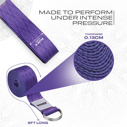 RDX Yoga Strap 8Ft D-Ring Buckle Stretching Pilates Flexibility Gym Workout