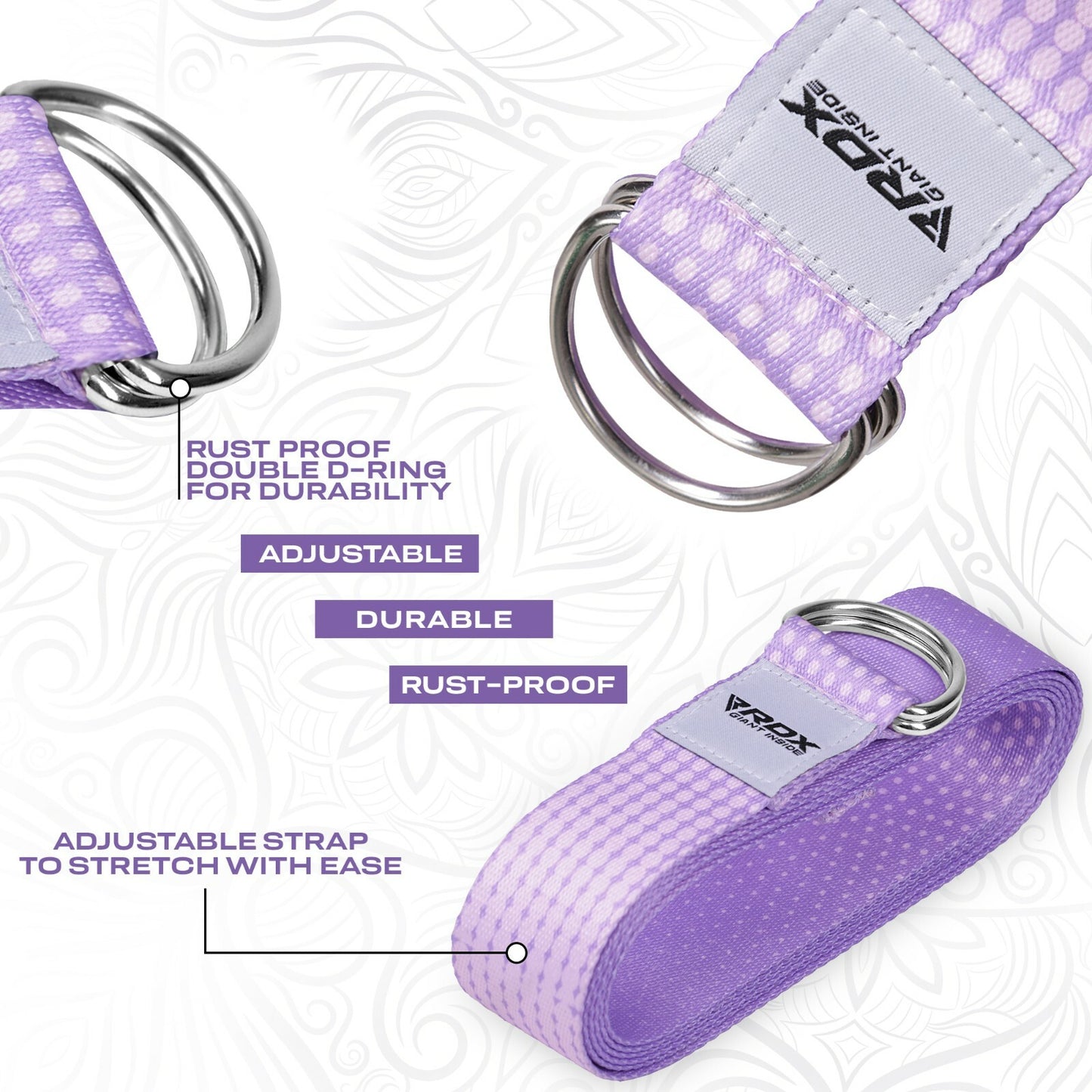 RDX Yoga Strap 8Ft D-Ring Buckle Stretching Pilates Flexibility Gym Workout