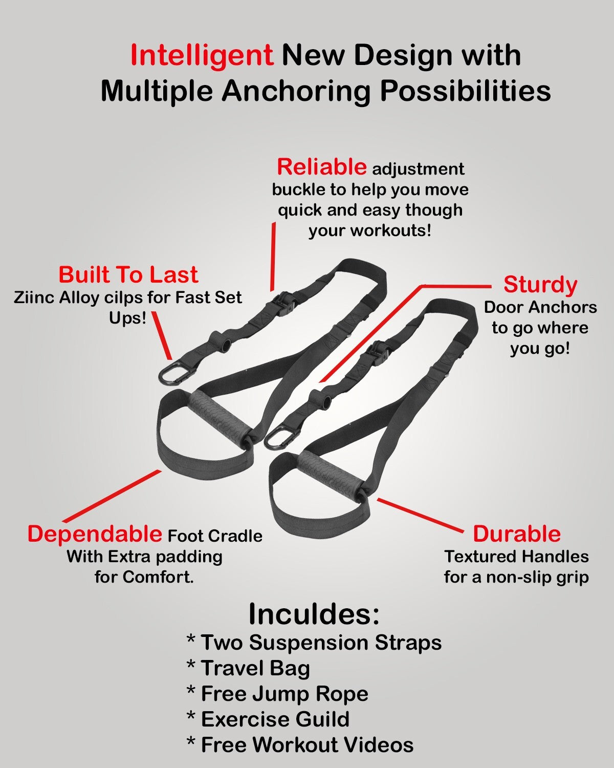 Workout Straps for Home Gym – Bodyweight Resistance Training Straps Set