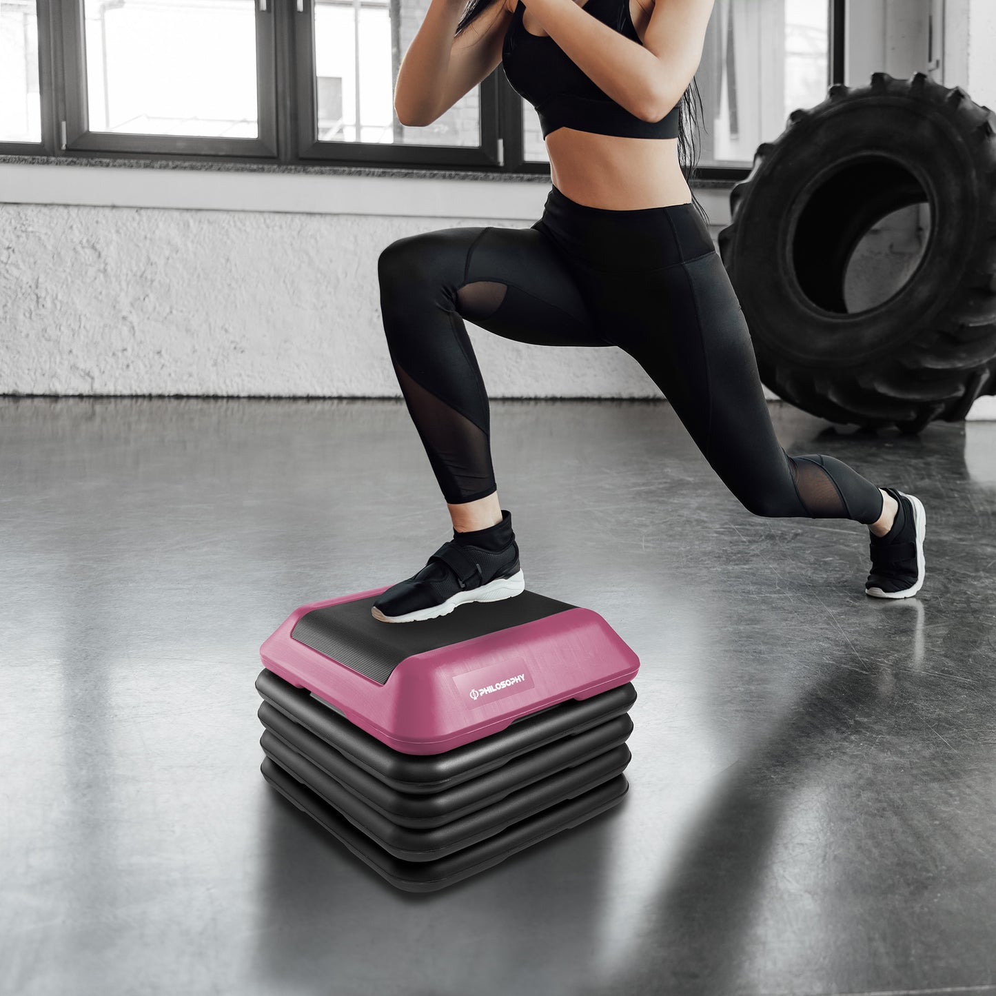Aerobic Exercise Adjustable High Step Platform, 4 Risers Included