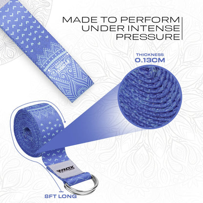 RDX Yoga Strap 8Ft D-Ring Buckle Stretching Pilates Flexibility Gym Workout