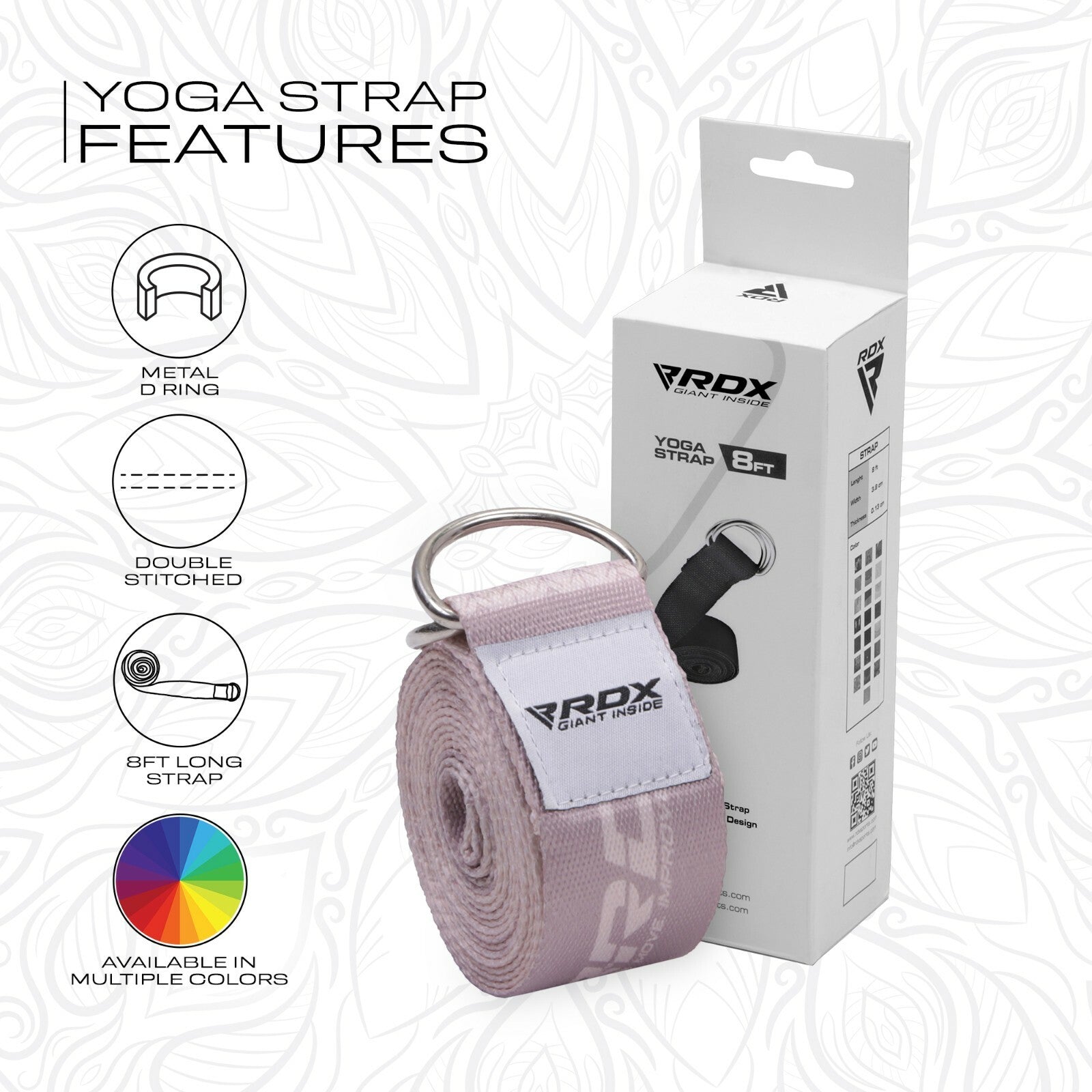 RDX Yoga Strap 8Ft D-Ring Buckle Stretching Pilates Flexibility Gym Workout