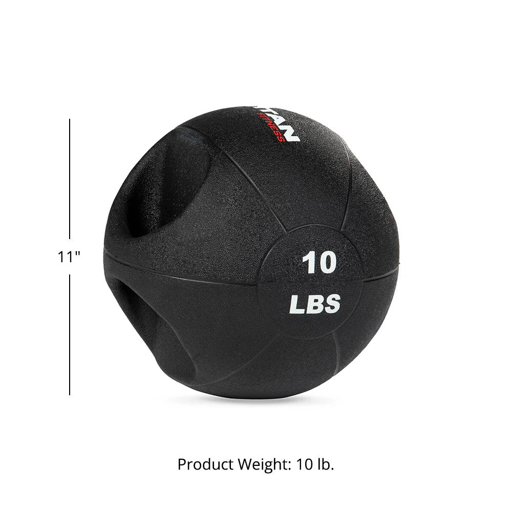 Titan Fitness Dual Grip Medicine Ball, 10 LB Weighted Workout Ball with Handles