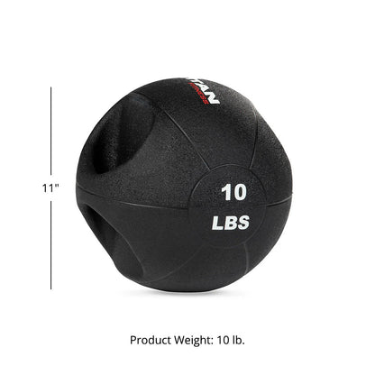 Titan Fitness Dual Grip Medicine Ball, 10 LB Weighted Workout Ball with Handles