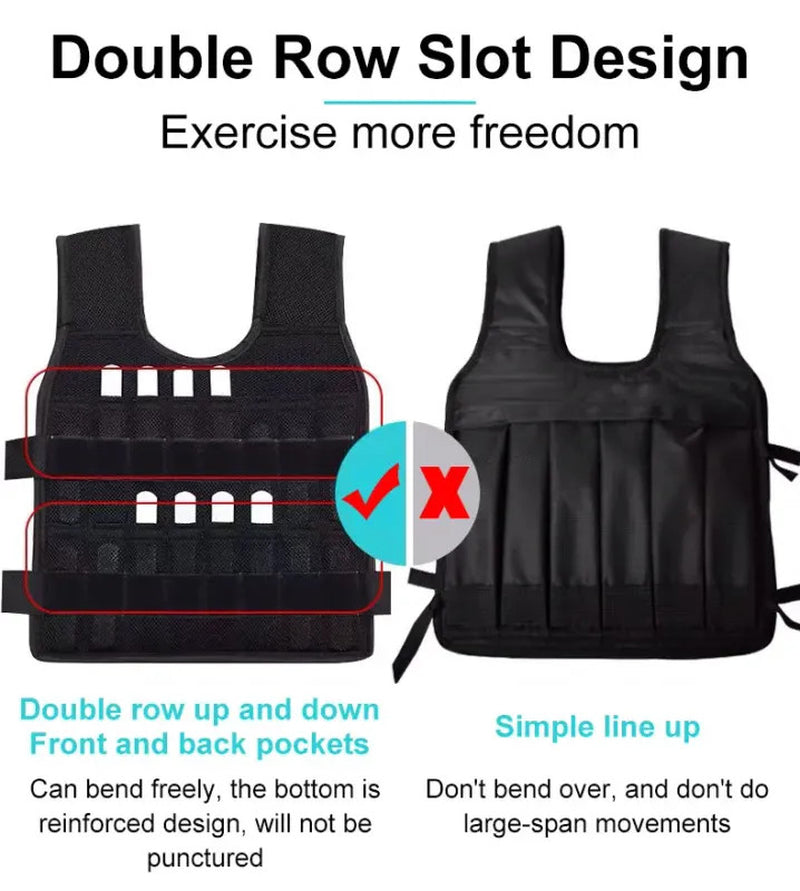 New 66 Lbs Adjustable Weighted Workout Weight Vest Fitness Training Waistcoat AA