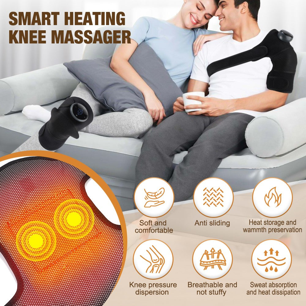 Electric Knee Massager Heated Vibration Joint Brace Therapy Shoulder Pain Relief