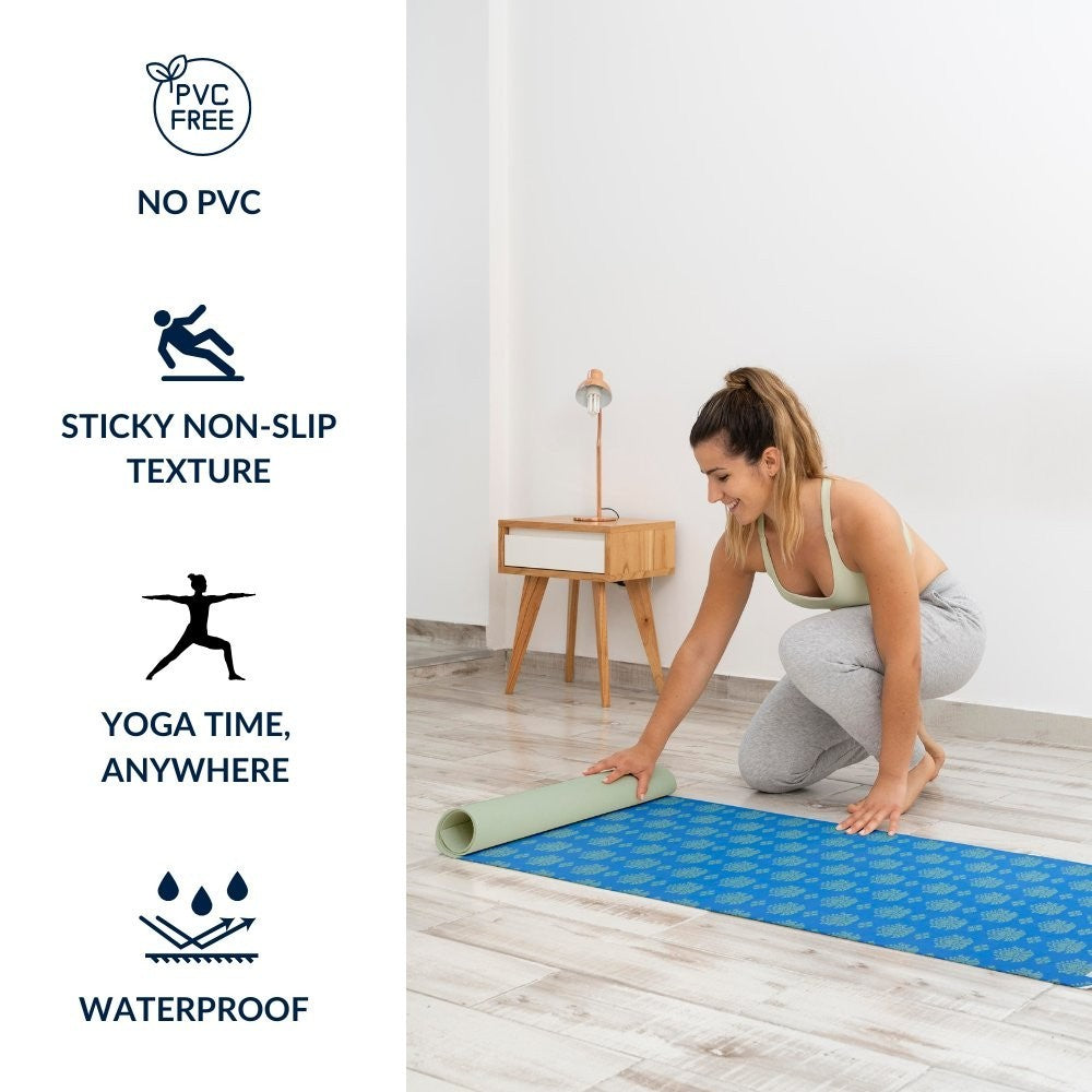 SINT Premium Print Reversible Non Slip Yoga Workouts Mat with Free Tote Bag